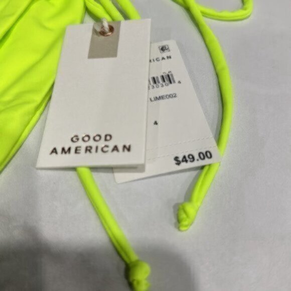 NWT Good American Green Neon Electric Tiny Ties Swim Bottoms Bikini Size Small - Picture 4 of 7